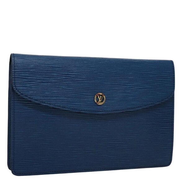 LOUIS VUITTON Epi Montaigne 23 Clutch Bag Blue M52665 LV Auth 101782 - Picture 1 of 16
